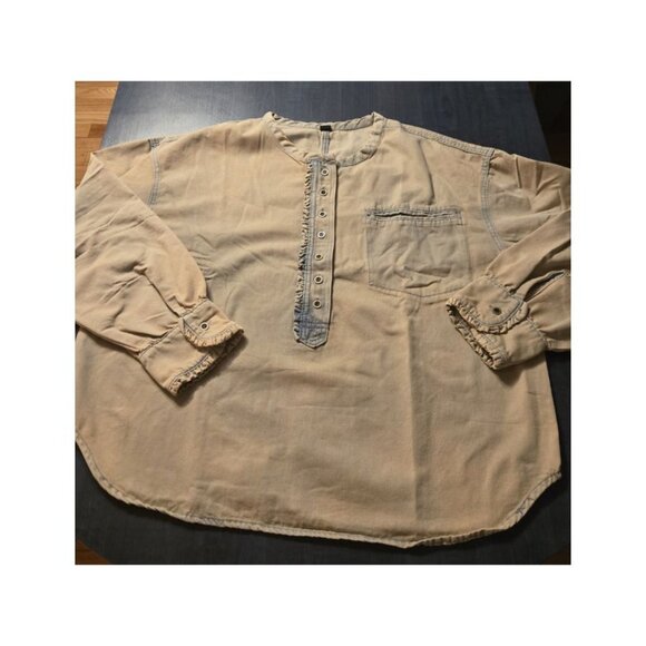 NEW Pink Denim Dreaming Pullover Oversized ruffled trim Blouse - Picture 8 of 10